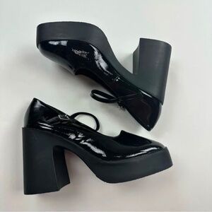 ASOS Design Black Patent Platform Mary Jane Shoes Size 11